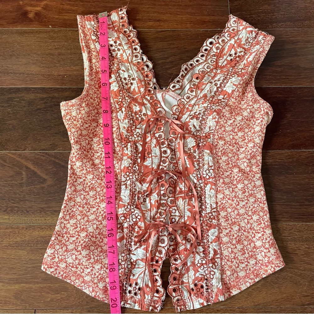 Free People Gesibelle Printed Set Pink Floral Eyelet Embroidery Tank Skirt XS - Picture 13 of 14